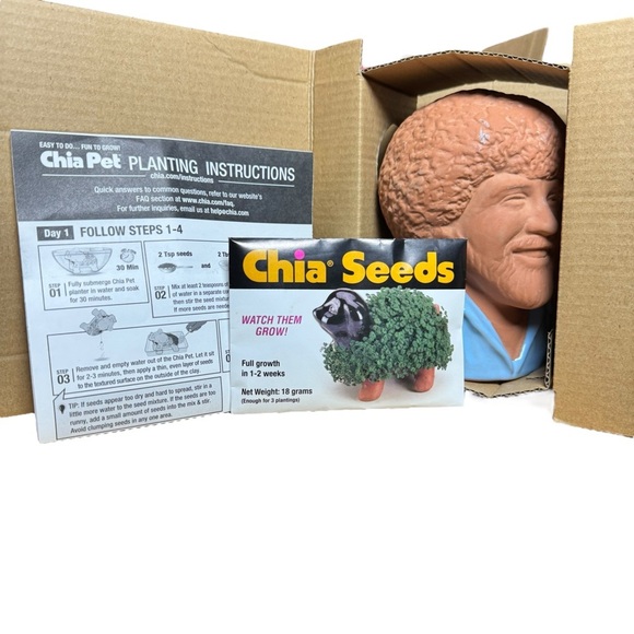 Bob Ross Chia Pet | Blue Shirt Edition | New in Box with Seeds & Instructions - Picture 1 of 15